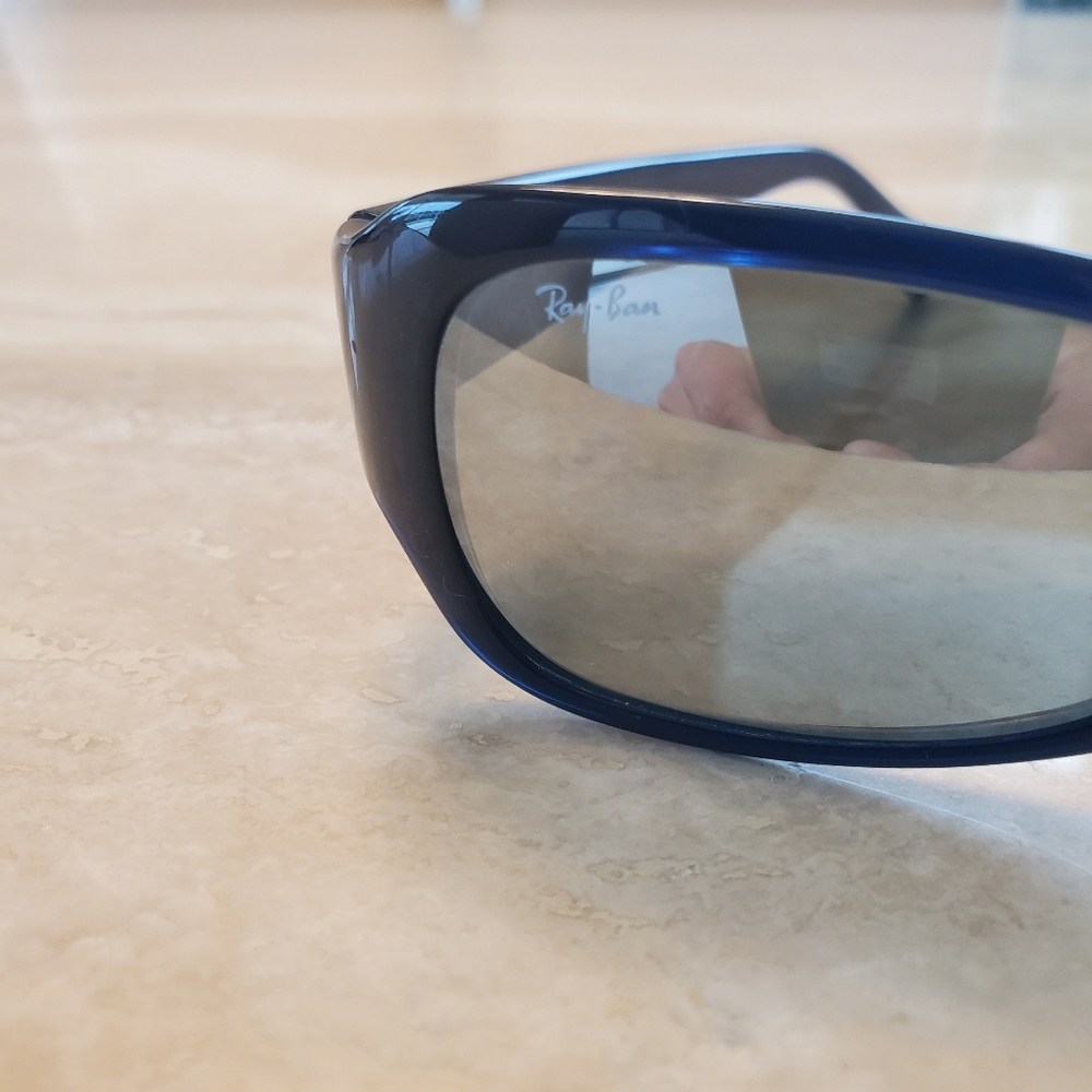 NWOT RARE MEN'S RAYBAN RB2116 INDIGO BLUE MIRRORED SUNGLASSES W/ CASE 100% AUTH! - Picture 7 of 8